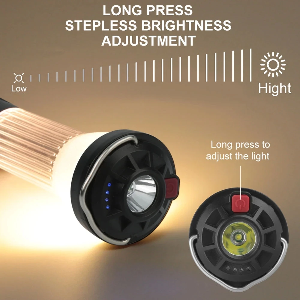 Nine-in-One Waterproof Camping LED Lantern Mini Flashlight Tripod Hook Rechargeable Battery Power Multi-Function Magnetic Magnet