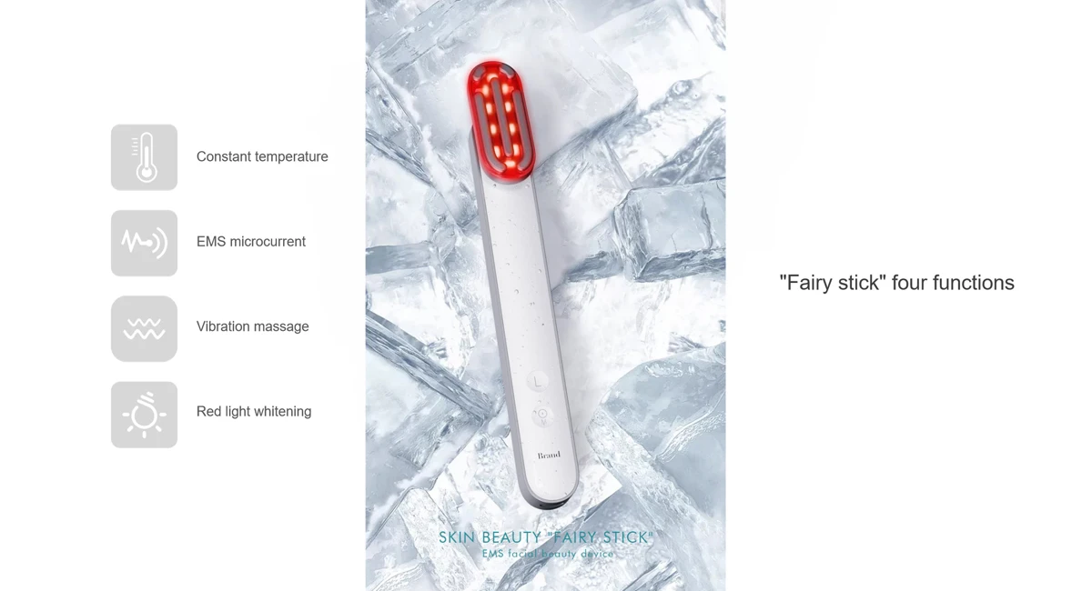 Anti-aging 4 In 1 Ems Microcurrent Face Massager 630nm Red Light Therapy Vibrating Neck Face Beauty Device