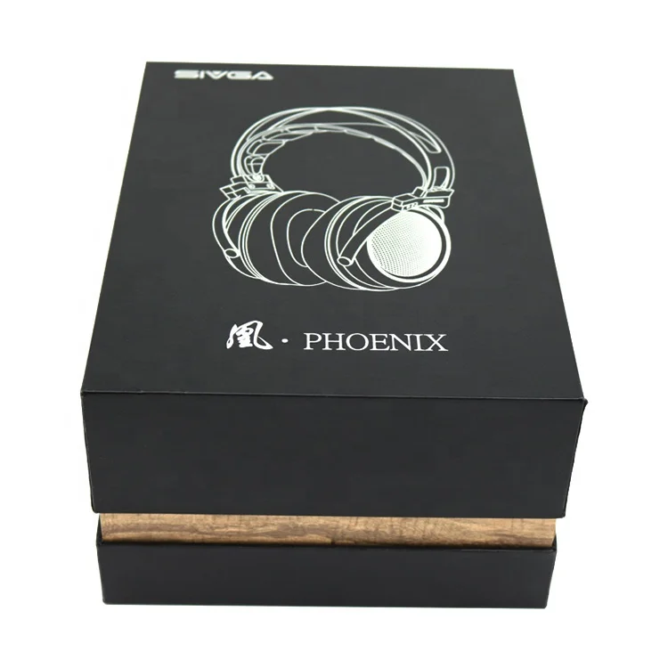Design High Quality Black Carton Cardboard Earphone Packaging Luxury Rigid Headphone Packaging Box