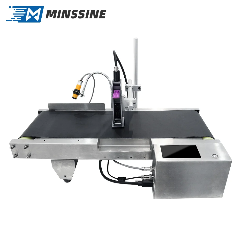 Smart touch screen multi language date coding machine qr code barcode logo inkjet printer with conveyor fast dry ink