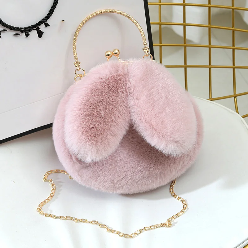 New Rabbit Ear Single Shoulder bag Cross body Plush Bag Leather Chain Fashion Bag