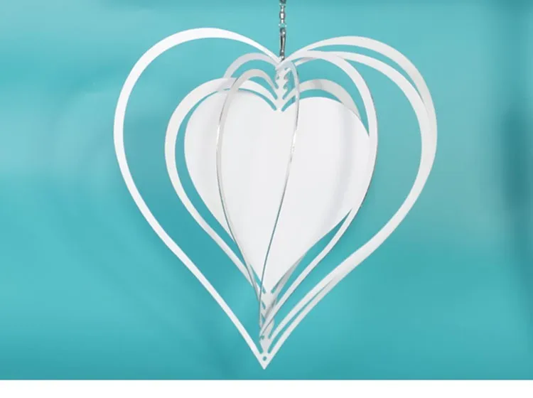 10in / 8 in 3D Aluminum Wind Powered Kinetic Sculpture DIY Blank Sublimation Wind Spinner for garden decoration outdoor