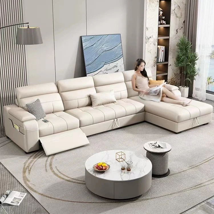 First class leather sofa bed cabin Italian new electric multi-function storage sofa living room design sofa furniture