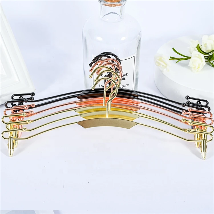Factory Wholesale Fashion Finishing Rose Gold Metal Wire Pants Skirts Hangers