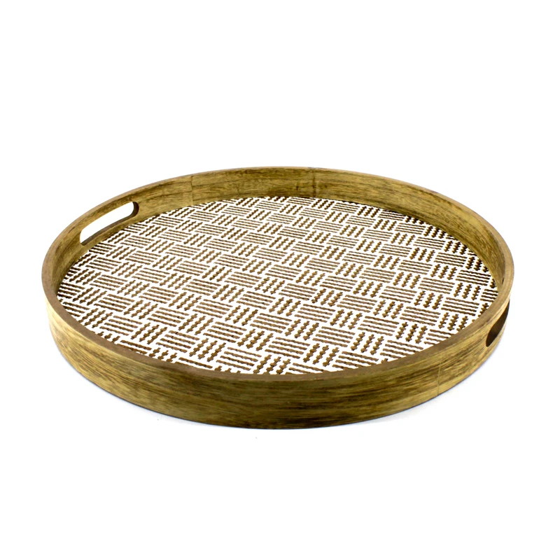 High quality china large custom round wood food serving tray tea food cheap serving wooden round tray