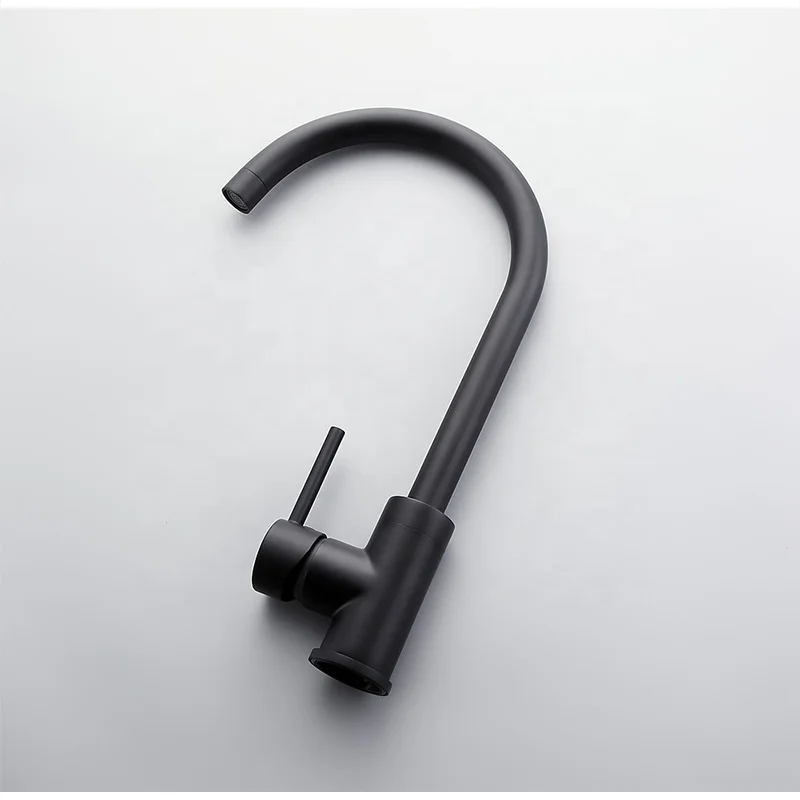 Single Handle Single Hole Matte Black Spring Kitchen Faucet With Faucet Hole Cover Kitchen Sink Faucet For Sink