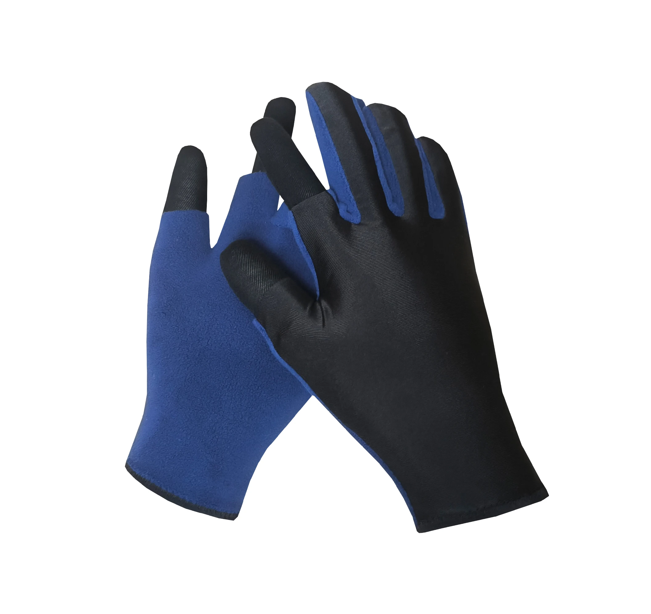 DSB502 -  Daily Sports Gloves with Blue Velvet Palm -Spandex Two Half Fingers,guantes de moto