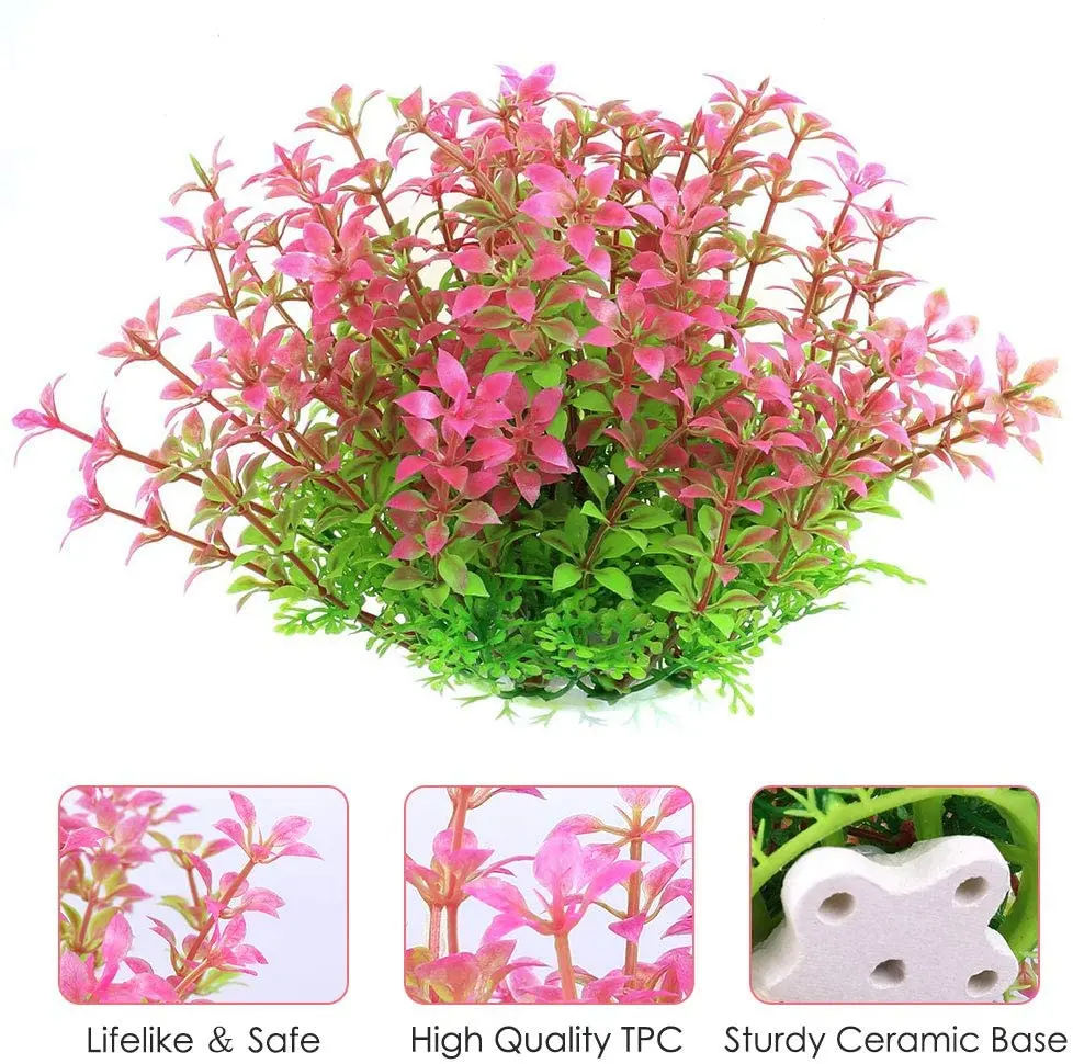 Aquarium Decorations Plastic Green Plant Fish Tank Decoration 7 Packs Artificial Plastic Plant For Aquarium