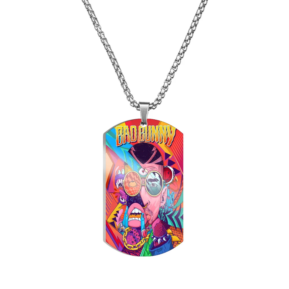 HUAMJ New Arrival Custom Girls Boy Cool Hip Hop Stainless Steel Bad Bunny Necklace