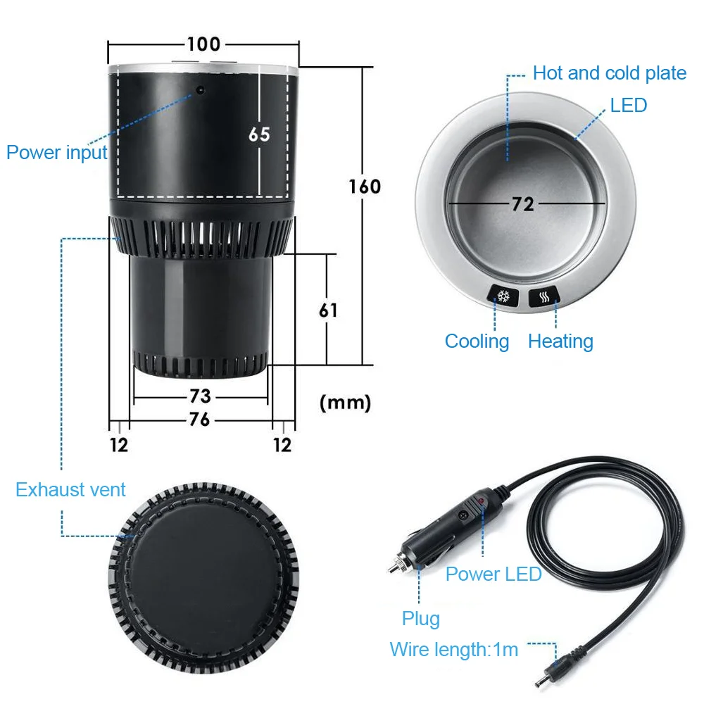 New Design Car Accessories Dc 12v Electric Cup Cooler Fridge Warmer Drink Cooling And Heating Cup Holder Refrigerator For Travel