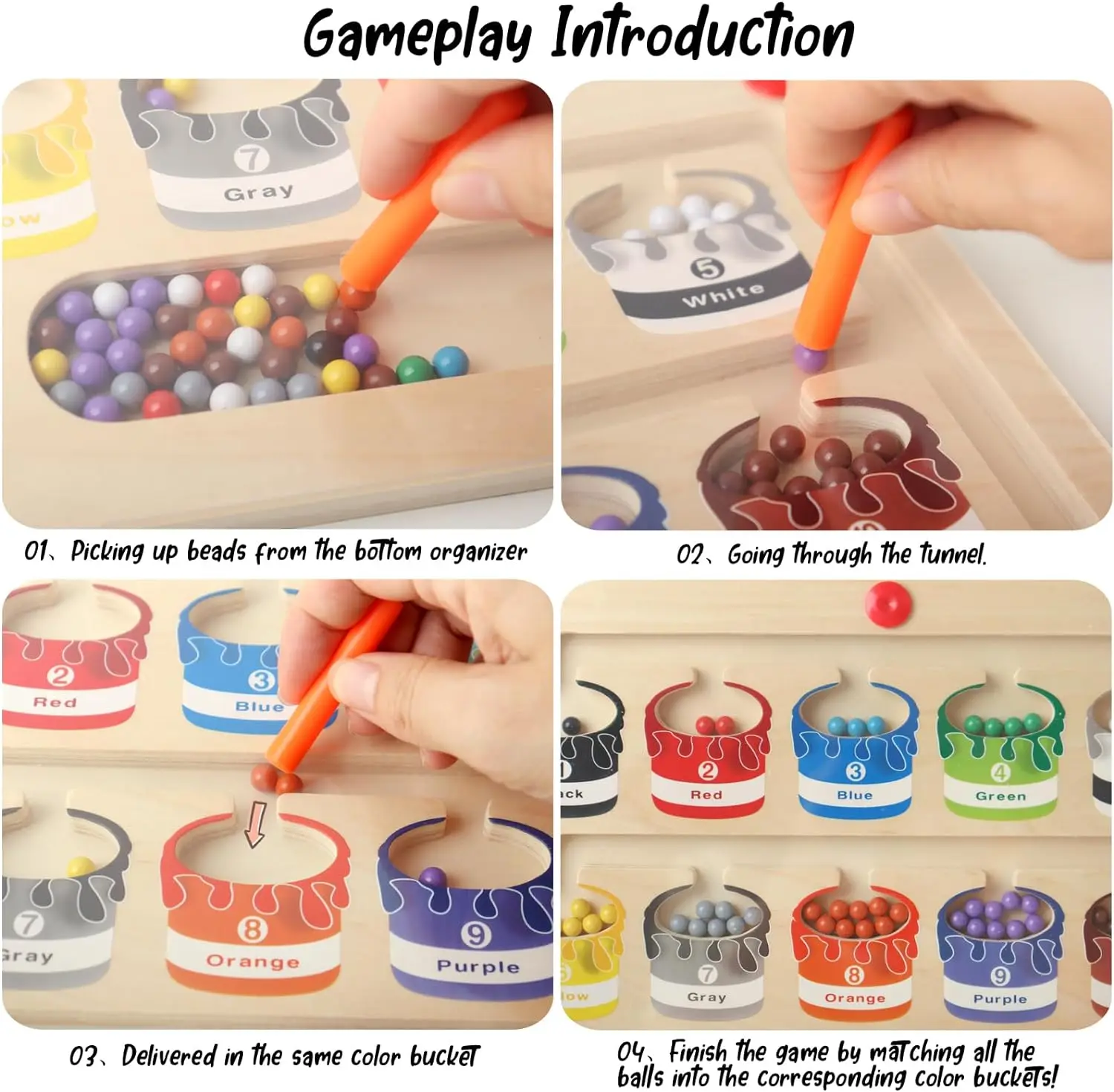 PT OEM&ODM Ice Cream Magnetic Color And Number Maze Wooden Magnet And Maze Game Magnetic Color Maze Board Puzzles