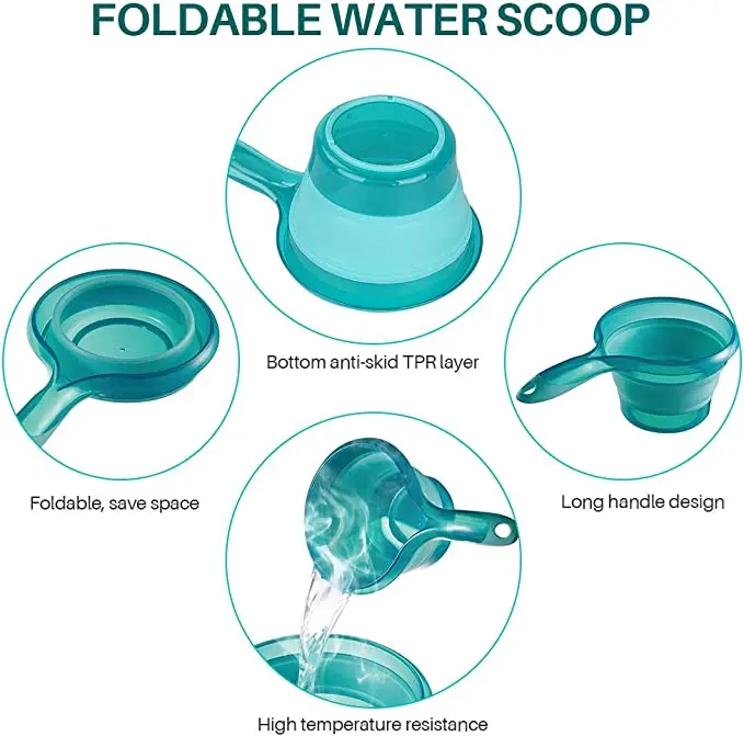 set of 2 material Thicken great for Bathing Kitchen Ladles Bathroom Hair Washing Water Scoop Folding Water Ladle Collapsible
