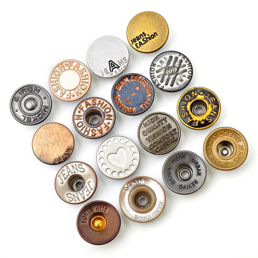 Custom logo Clothing Embossed Brass Metal Iron Botton Antique Copper Rivet Denim Jacket Stainless Steel Jeans Buttons and Rivets