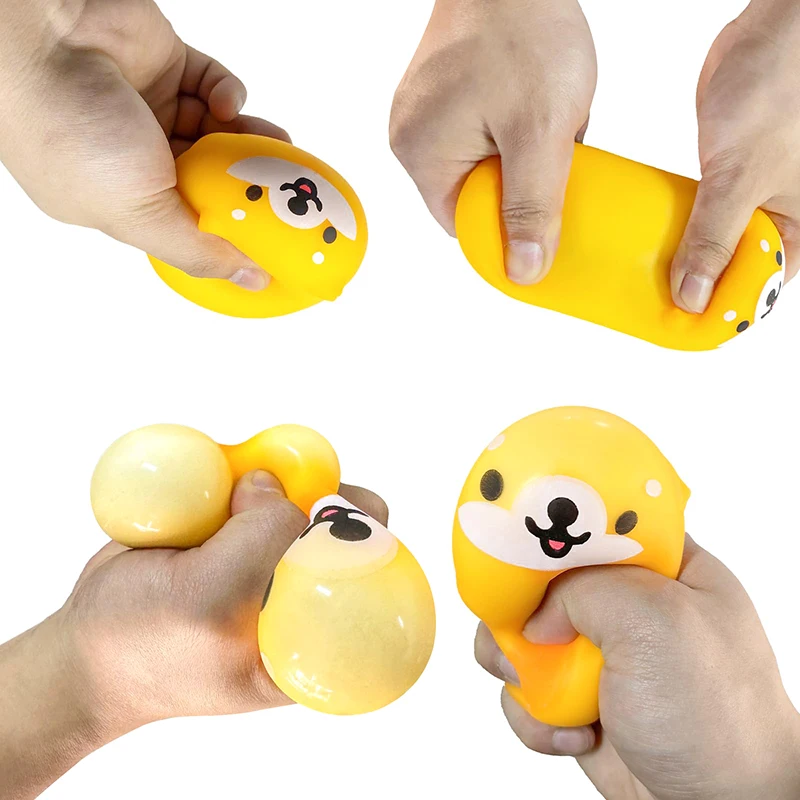 Barbecued Pork Bun Vent Ball Model Glowing Tofu Balls Toys Cute Stress Relief Soft Squeeze Unzip Shiba Inu Vent Ball Toys