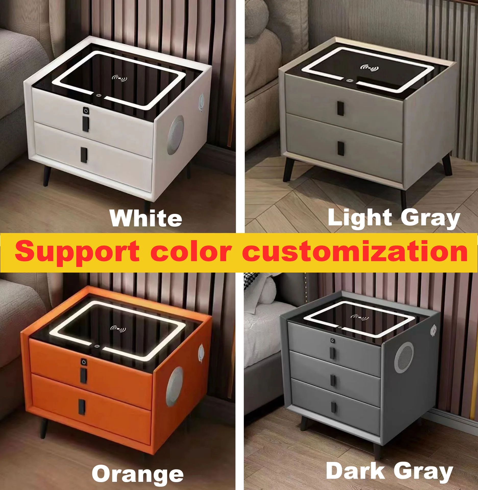 led light Nightstands night stand smart bedroom bedside table lamp modern luxury bedside table with charging station