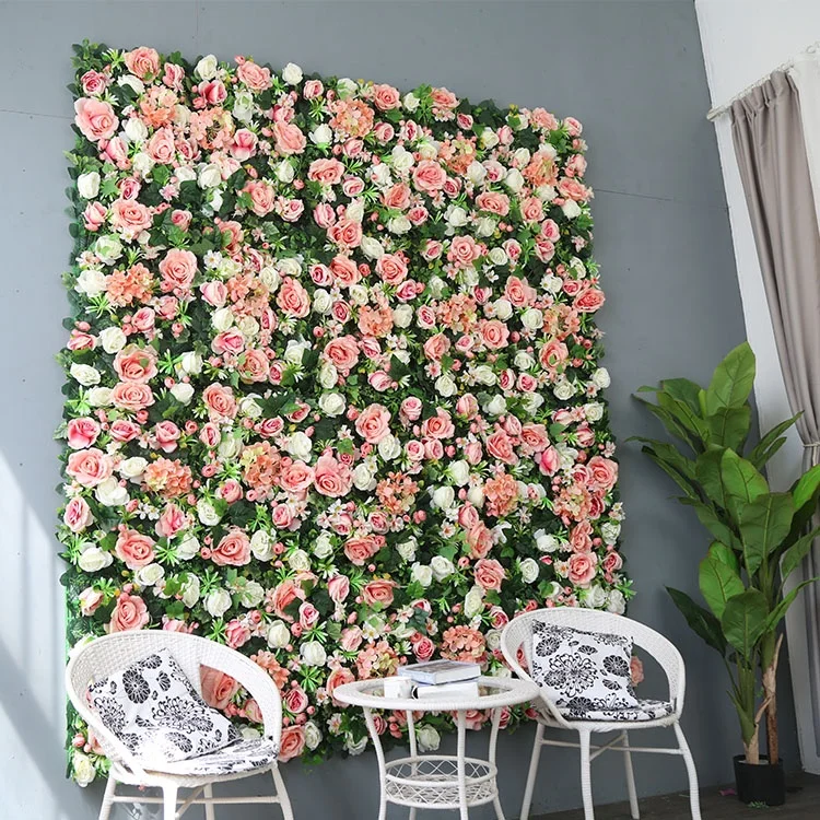 Customized Wedding Decor Roll Up Cloth Preserved Flower Walls Panel Backdrop Rose Silk Artificial Peony Flower Wall For Party