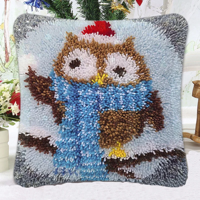 Custom DIY Yarn Art and Craft Pre Printed Canvas Throw Pillow Cover Sunflower Latch Hook Kits for Adults Pillow