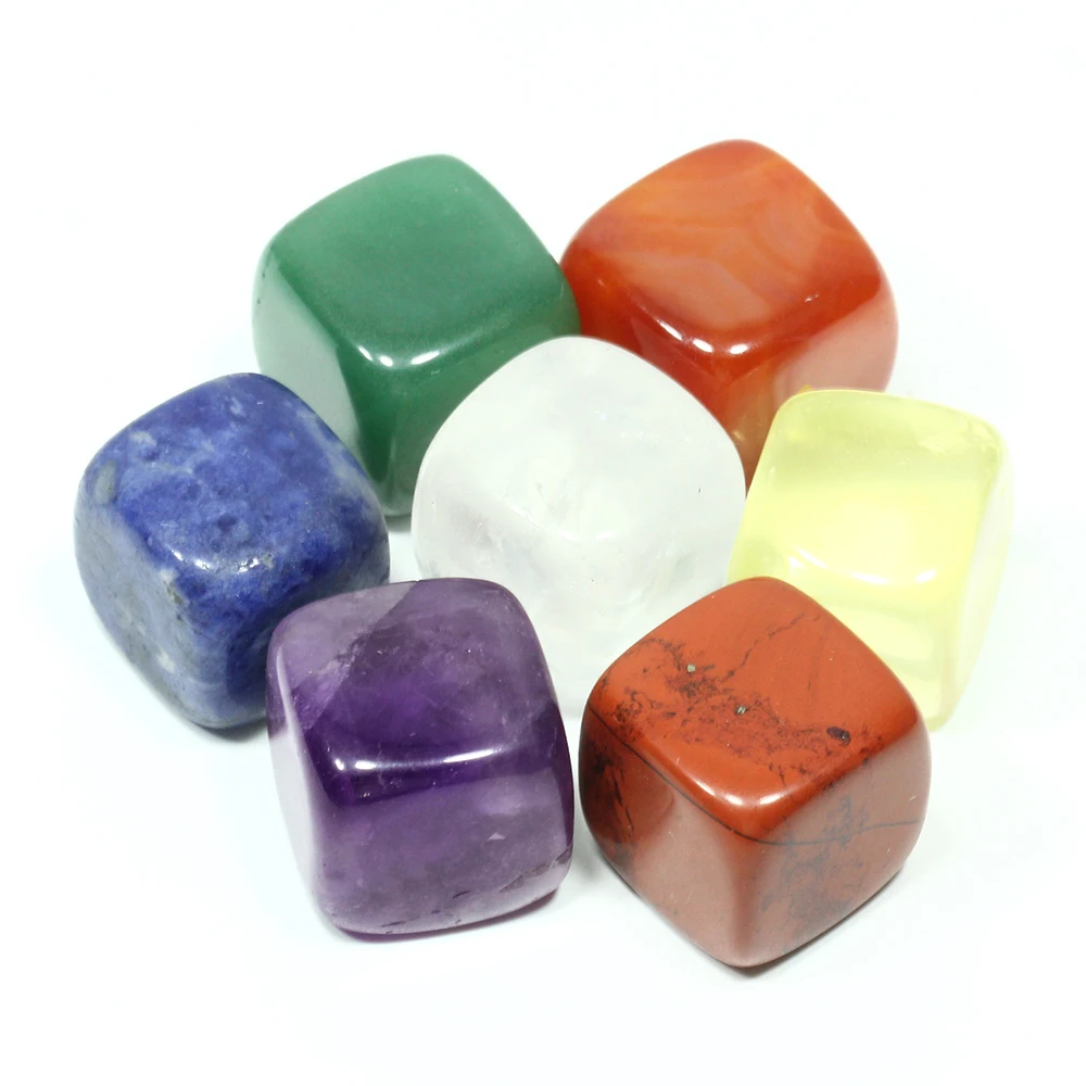 Whosale Natural Crystal Tumble Rough Gemstone Crystals Healing Stone 7 Chakra Engraved Reiki Set With Cheap Price