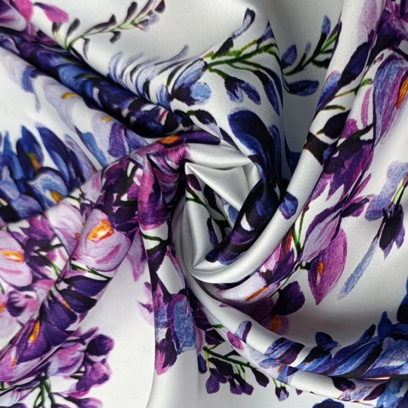 Floral Digital Printing Silk Dress Fabric for Clothing Customized Satin Silk Fabric