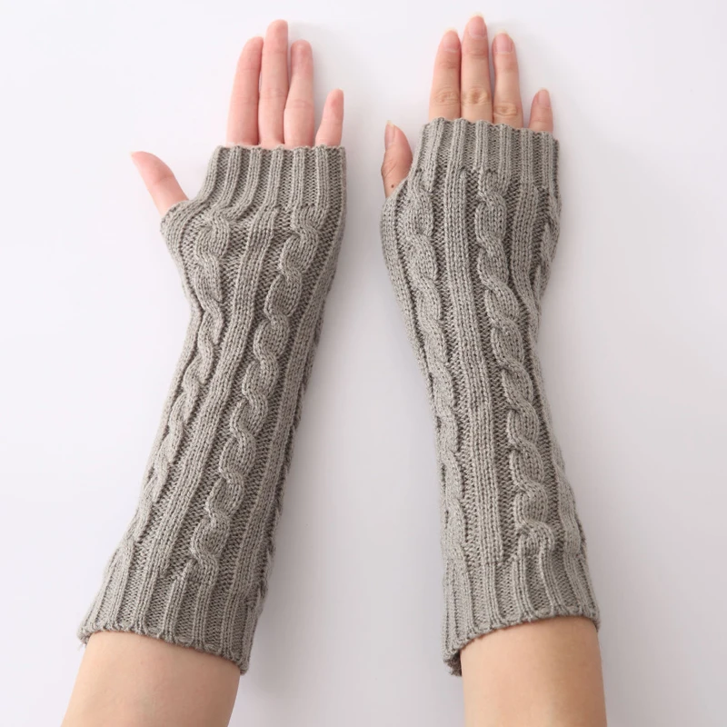 Winter Women Winter Cable Knit Arm Warmers Fingerless Mitten Gloves Thumb Hole Glove Mittens Crochet Wrist Warmer Knitted