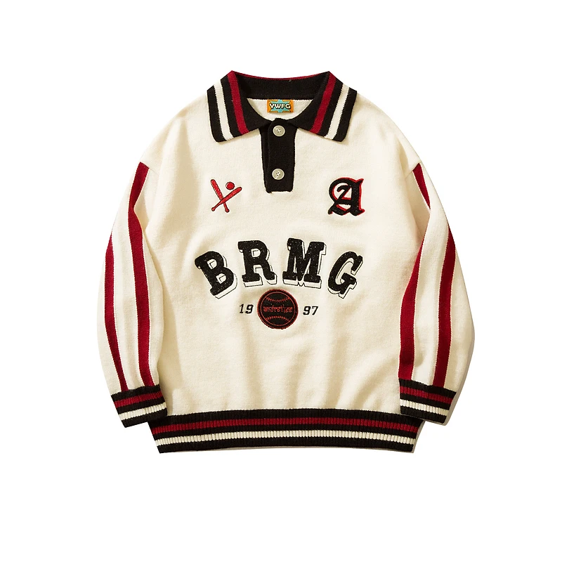 Unisex solid color knit sweater for men custom logo Optical variable printing crew neck pullover unisex knit sweater