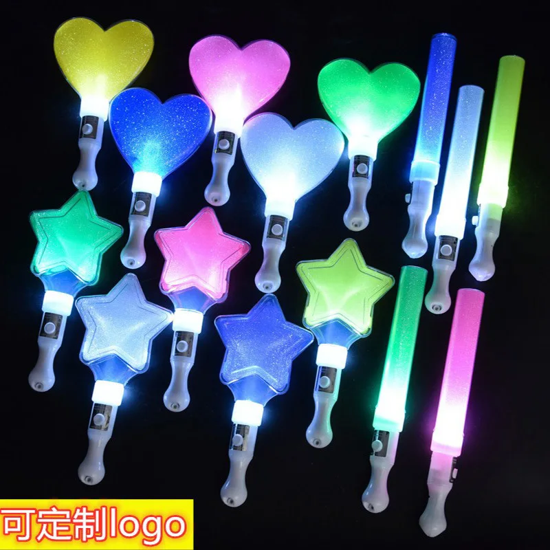 High Selling Heart Shape Party Decoration Colorful Led Shine Glow Flashing Light Stick For Concert Props