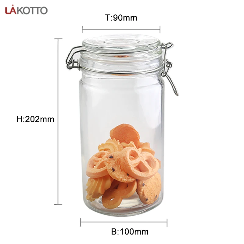 Glass Storage Jars for Kitchen Glass Food Storage Canisters with Airtight sealing ring Storage Containers for Flour, Sugar, Coff