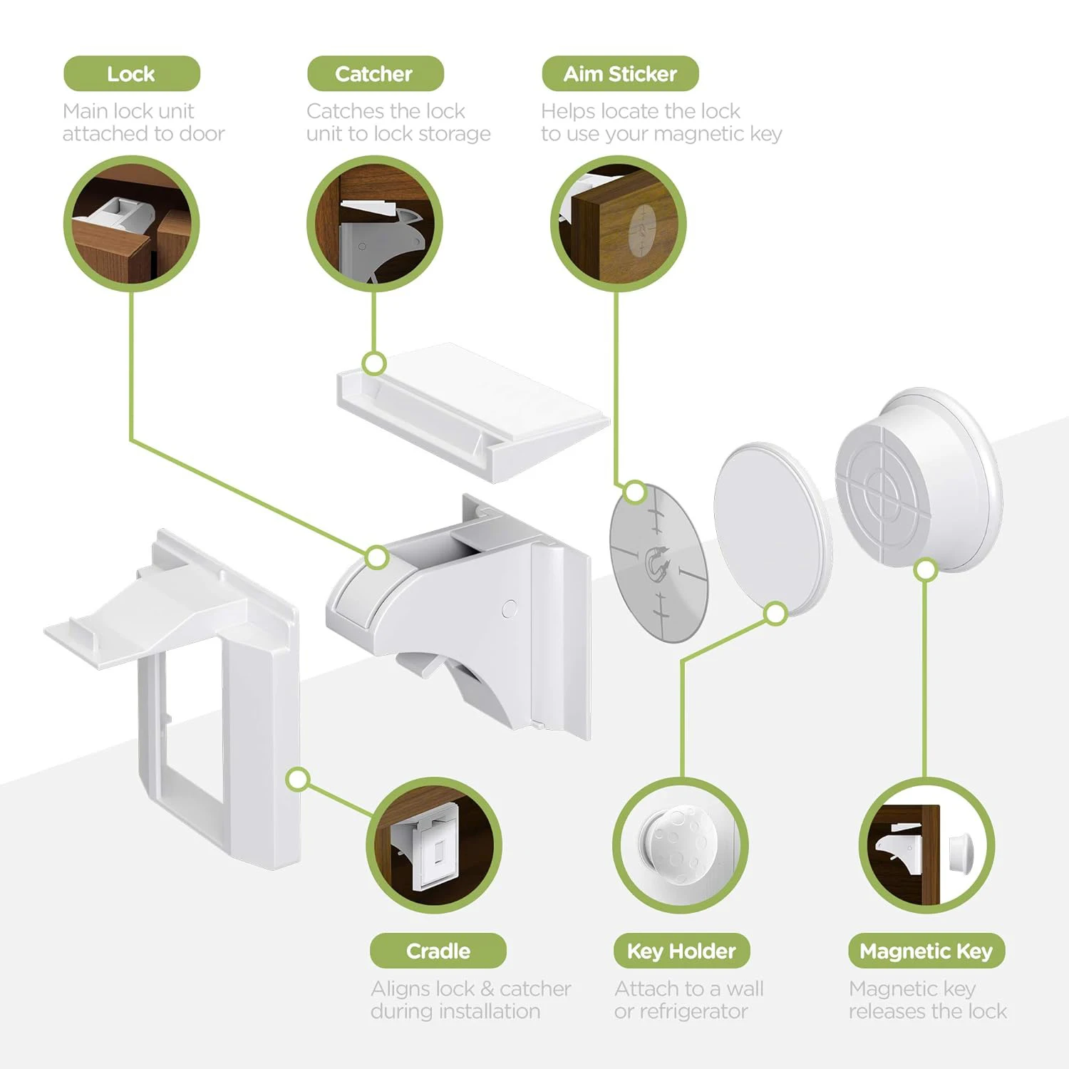 Hidden child safety lock with magnetic key plastic magnetic lock of cabinet drawer is suitable for baby and child safety