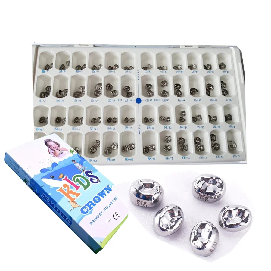 Dental Stainless Steel Temporary Crown Kids Molar Crown