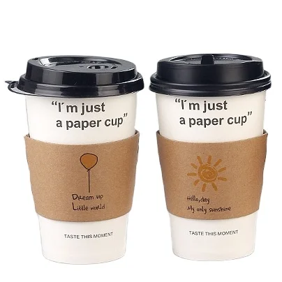 Custom logo printed disposable recycle 6oz 8oz 9oz 10oz 14 oz 16oz single double ripple wall hot coffee paper cups