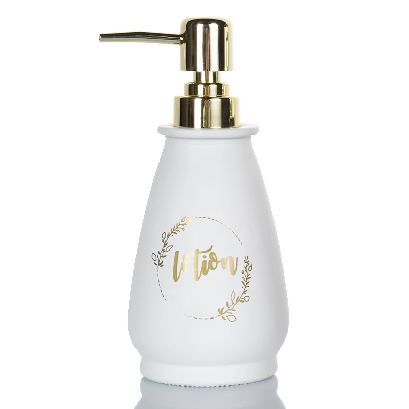 Ru Star Glass Lotion Soap Dispenser Bottle Bowling Shape 350ml Pump With