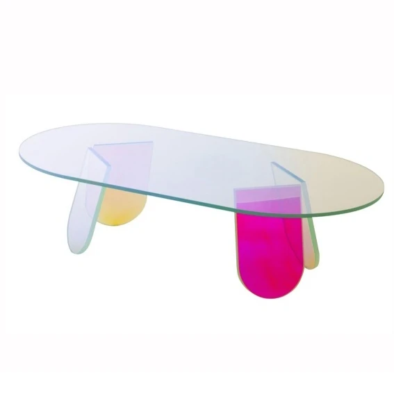 Logo printed hot selling Luxurious Colorful Acrylic oval table in hotel use
