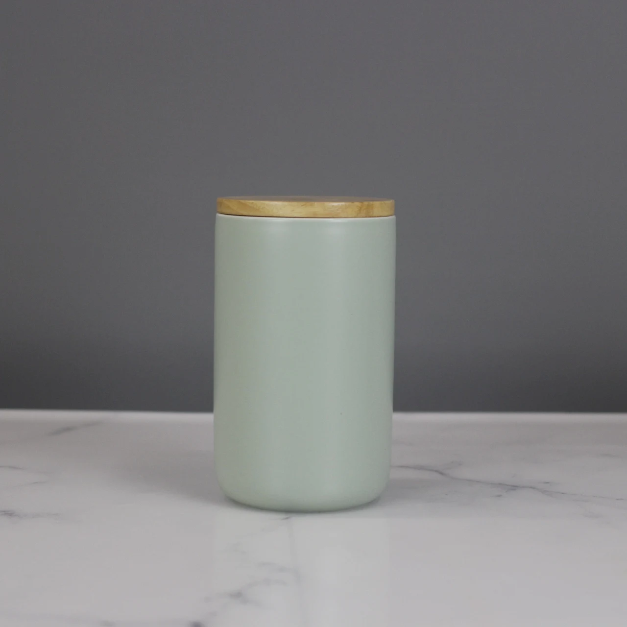 Custom Porcelain with Airtight Seal Bamboo Lid Coffee Tea Canister Ceramic Food Storage Jar