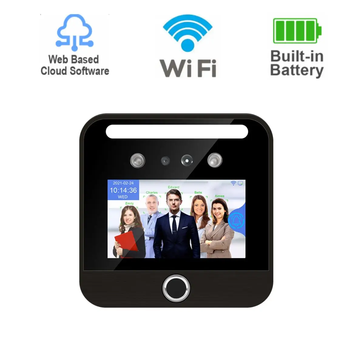 Cloud Based Face Recognition Biometric Attendance Machine Inbuilt Backup Battery 4G SIM GSM Employee Time Attendance System