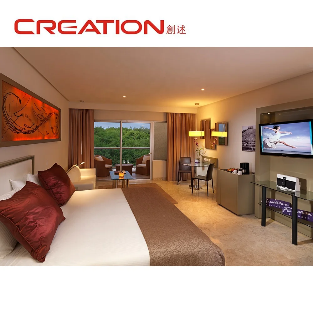 Custom complete set high quality resort hotel furniture bedroom double