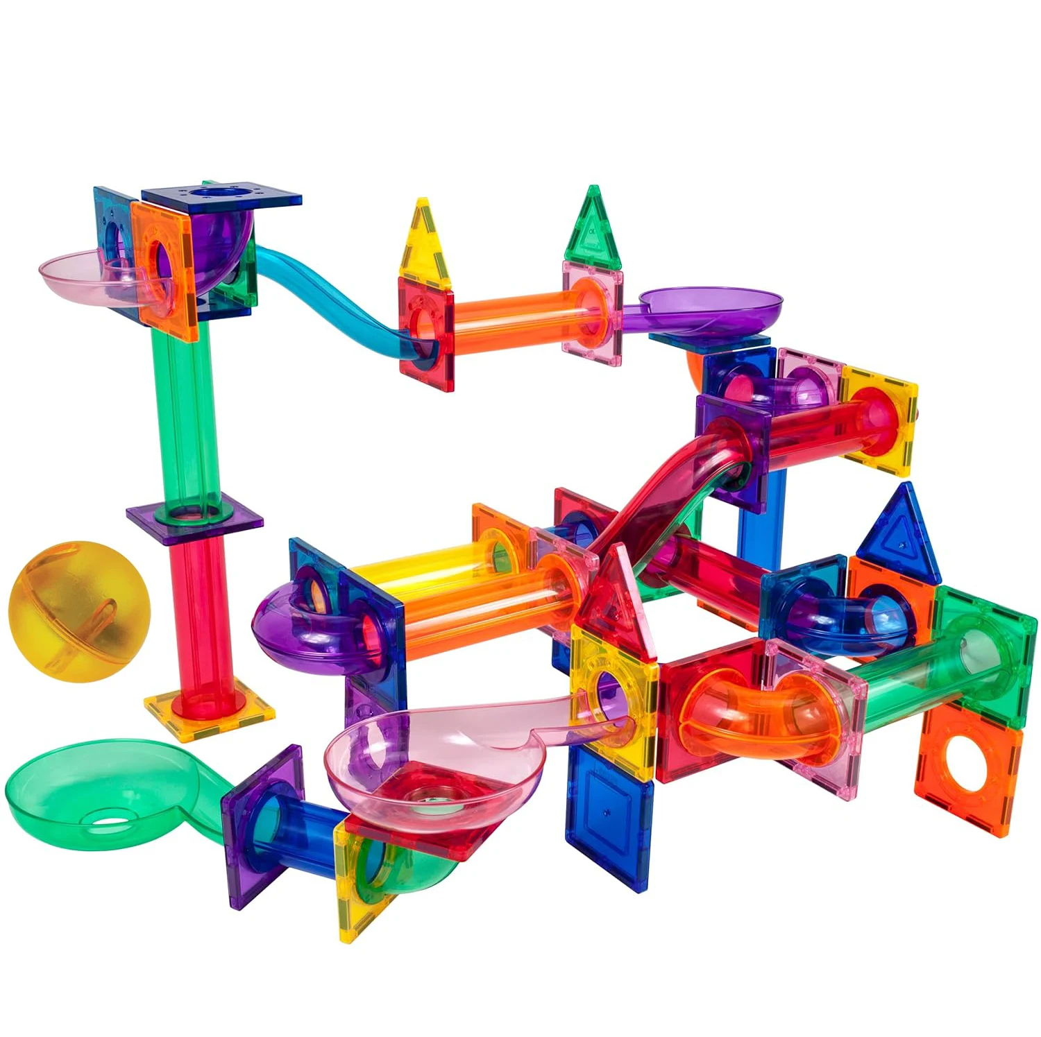 Activated Marbles LED Light-Up Glow in The Dark Translucent Balls Racetrack Maze  Construction Magnet Tiles Building Block