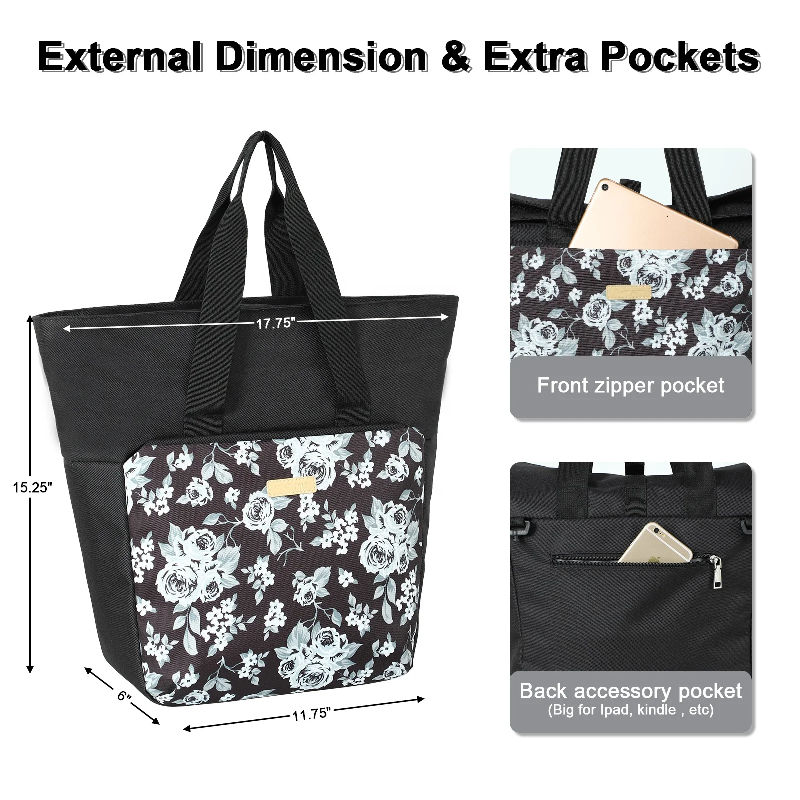 MIER Adult Cute Lunch Bag Tote with Shoulder Strap Insulated Leakproof Large Soft Cooler Bag for Work, Grocery Shopping, Picnic,