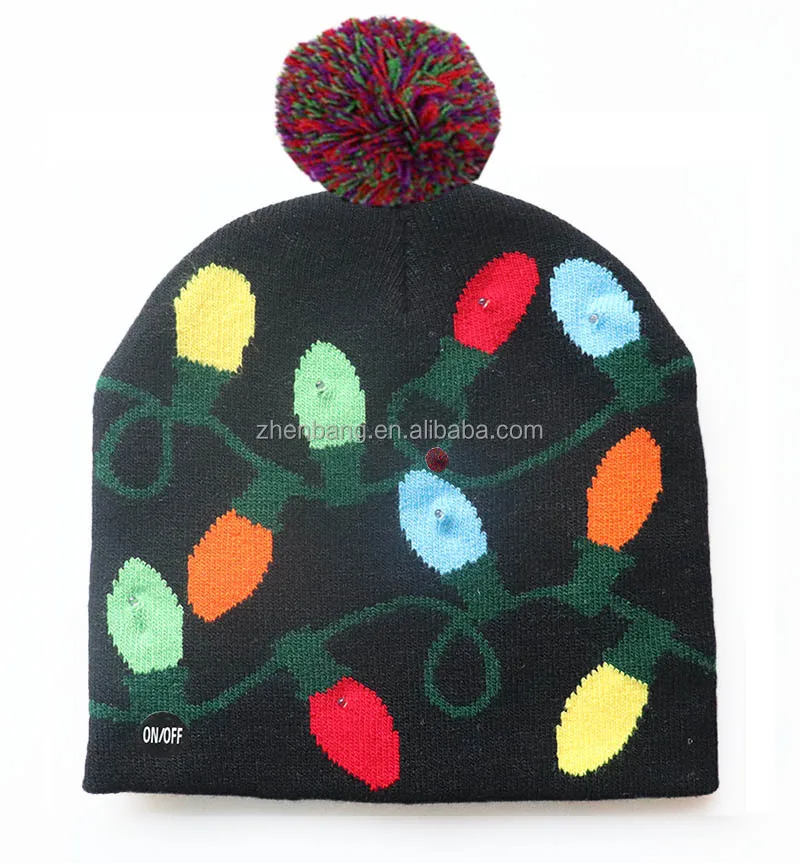 Warm Christmas Hat For Children Women Led Light Up Beanie Hat Funny  Christmas Hats Green Tree Gift Winter Dacron Conventional