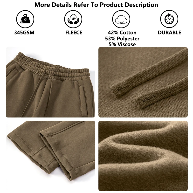 2024 Winter Open Leg Joggers Hombre Gym Cotton Fleece 345GSM Custom Wide Leg Sweatpants Casual Blank Training Pants