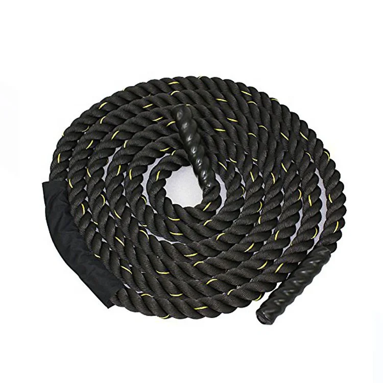Gym Fitness Exercise Battle Rope for Explosive Power Training 9m 12m Black Power Rope with Protective Sleeve