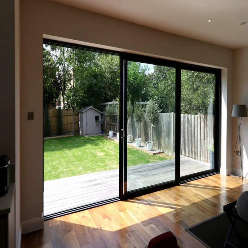 High Quality Aluminum Profile Triple Tempered Glass Sliding Door Impact Resistant Exterior Interior Door