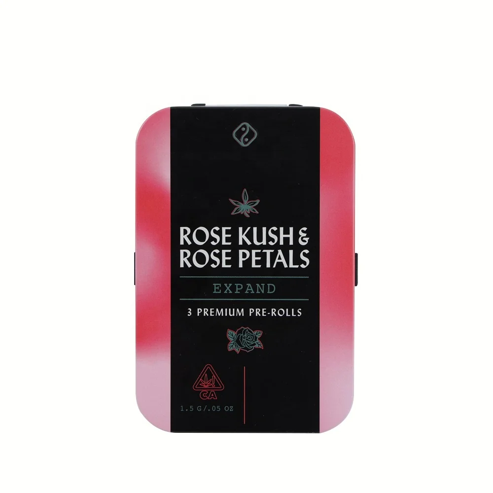 New Childproof Hinged Lid custom printed tin box with paper insert for prerolls