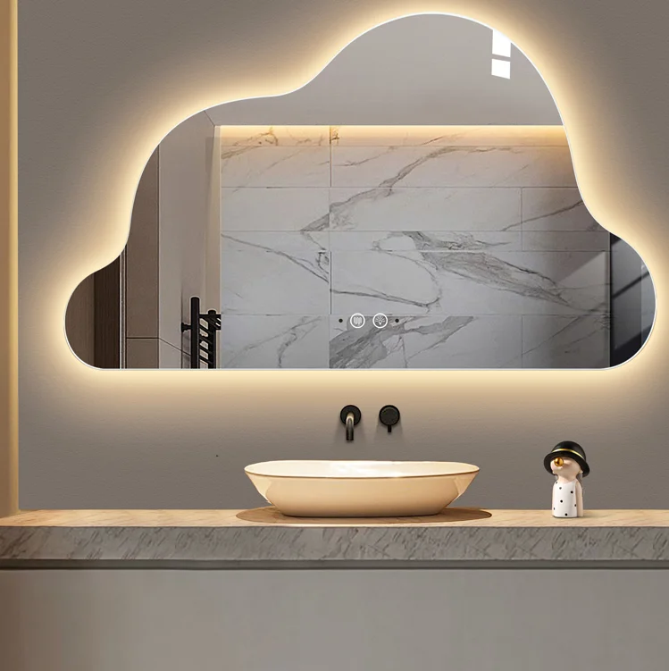 BOLED  new  design cloud shape backlit LED wall  mirror Lighted Makeup frameless vanity shower  mirror with led light