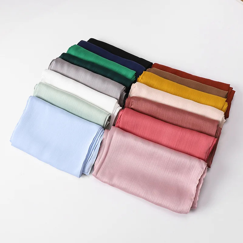 New 39 colors 70*175cm Solid Crepe Malaysia High Satin Silk Shinny Scarf Islam Shawl Head Wraps Soft Long Muslim Hijab