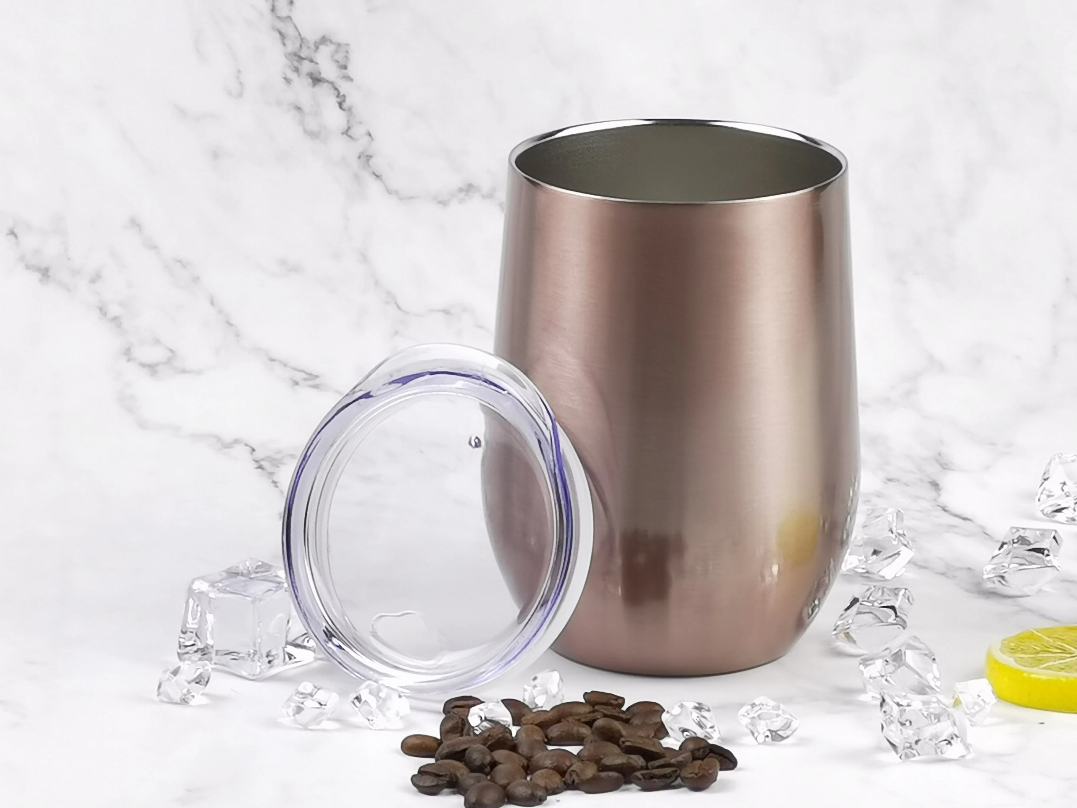 Langjun 12oz stainless steel double wall insulated coffer tumbler with lid mug