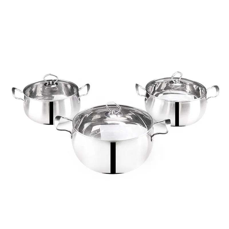 
Hot Selling Cooking Pot No Oil 3Pcs Stainless Steel Casserole Set Hot Pot Cooking Casserole Set 