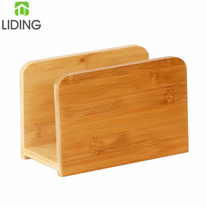 Bamboo Napkin Holder for Tables Napkin Organizer Upright Tissue Napkin Dispenser Stand