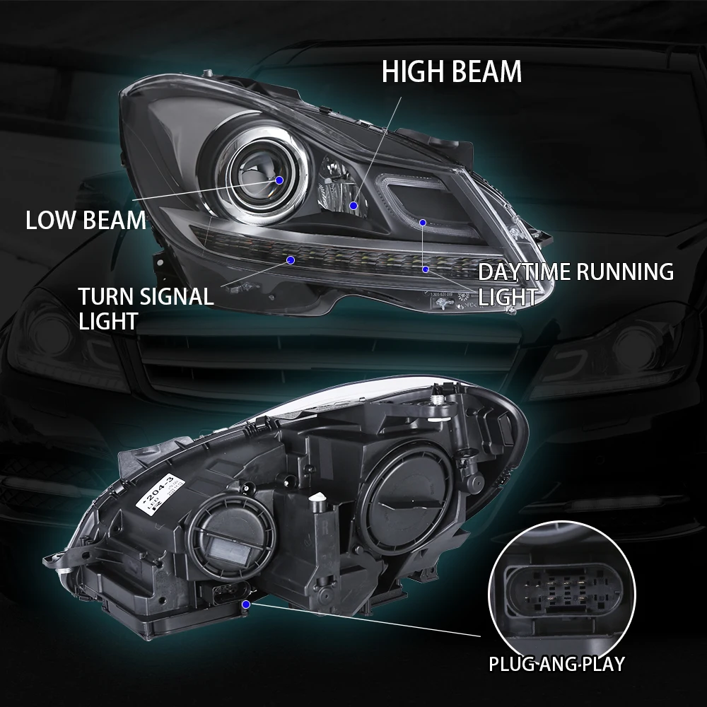 headlight For mercedes benz w204 headlight led lamp C 180 C250 2012 2013 2014 C63 Headlamp