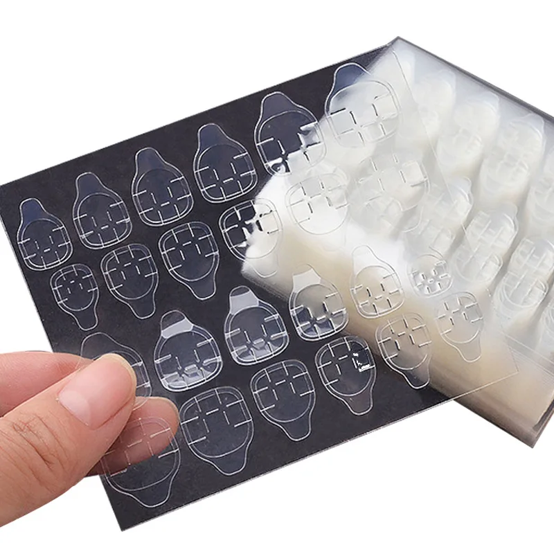 DIY Salon Nail Art Transparent Flexible Double Sided Adhesive waterproof Toenail Glue Jelly Gel Sticker 24pcs/sheet