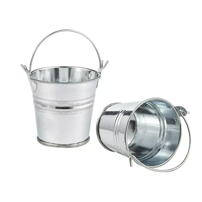Small Galvanized Zinc Pot Pail For Flower Garden Home Decor Mini Metal Bucket With Handle